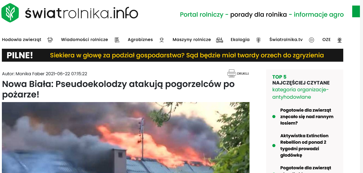 Screenshot 2021 06 24 at 11 36 23 Nowa Biała Pseudoekolodzy atakują pogorzelców po pożarze 
